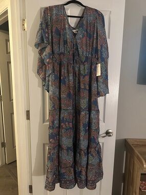 Bohemo Blue Paisley Tiered Maxi Dress